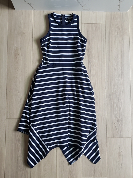 Banana Republic Dresses & Skirts - Navy Striped Handkerchief Hem Dress
